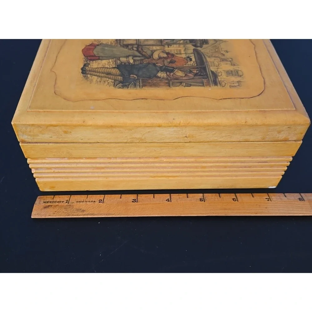 Vintage Wooden Storage Trinket Art Box‎ by Anton Pieck Victorian Scene 9